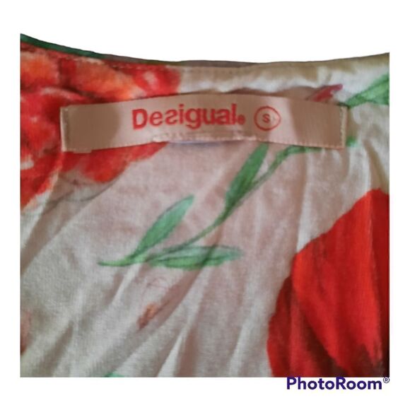 DESIGUAL Amarillo GRAPHIC VEST TANK TOP FLORAL COTTON - Picture 2 of 3